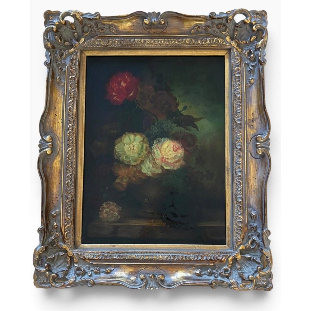 Oil Painting Still Life Art Dark Romance Oil Framed Bouquet